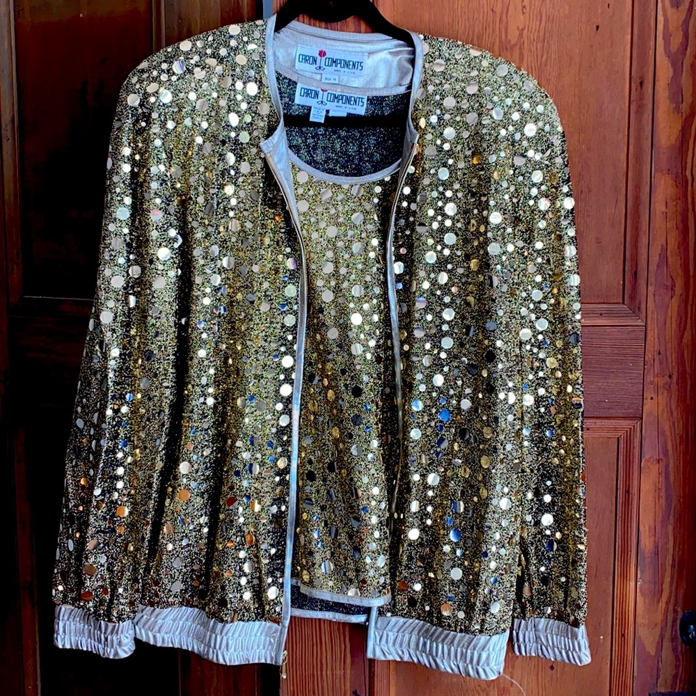 Vintage 80’s Tank and Jacket set in gold. Zip up jacket. Size 14.